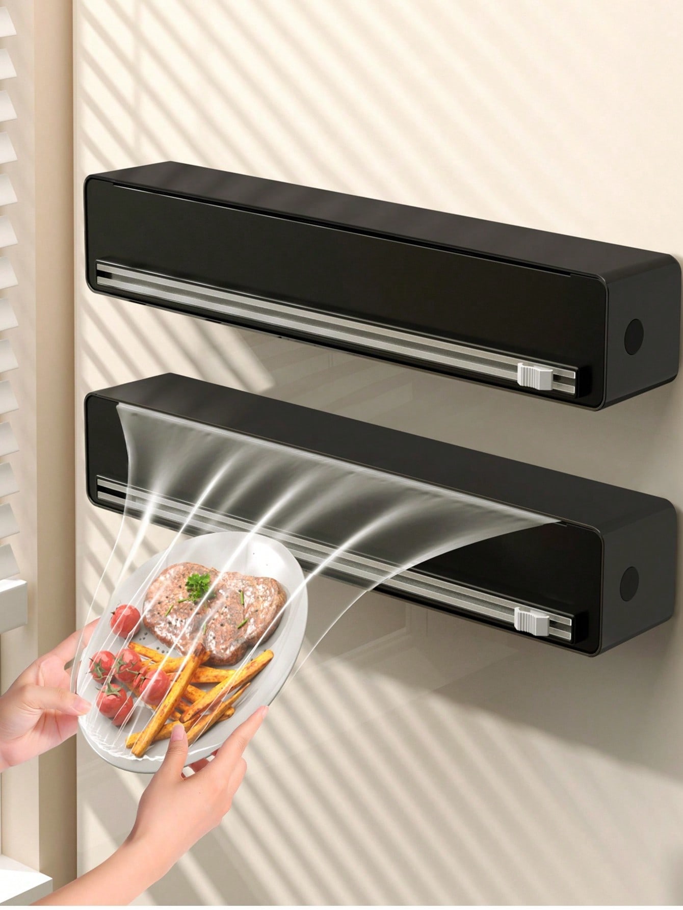 1pc Kitchen Cling Film Dispenser With Cutter