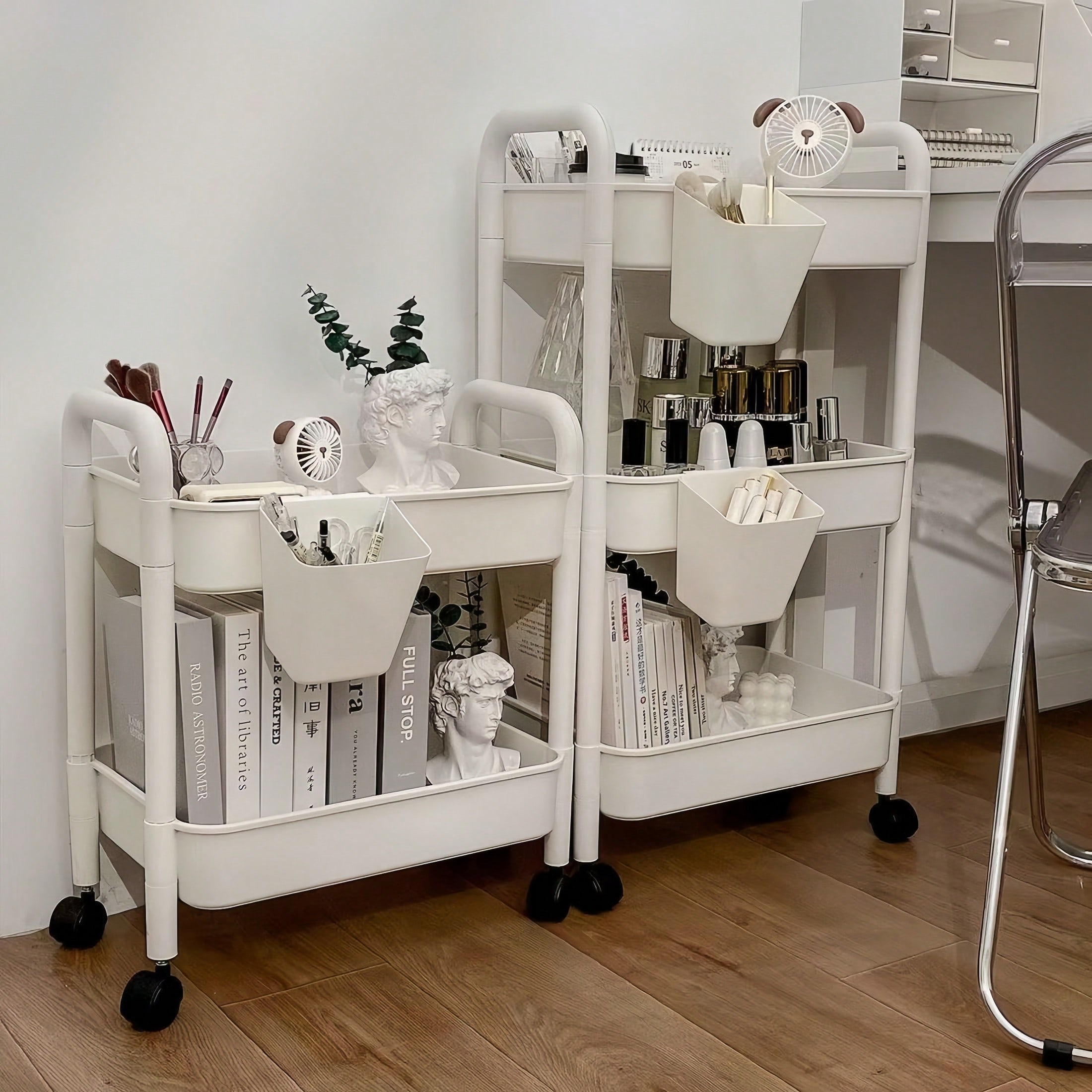 2/3/4/5 Tier Rolling Cart With Wheels - Multi-Functional Storage Cart