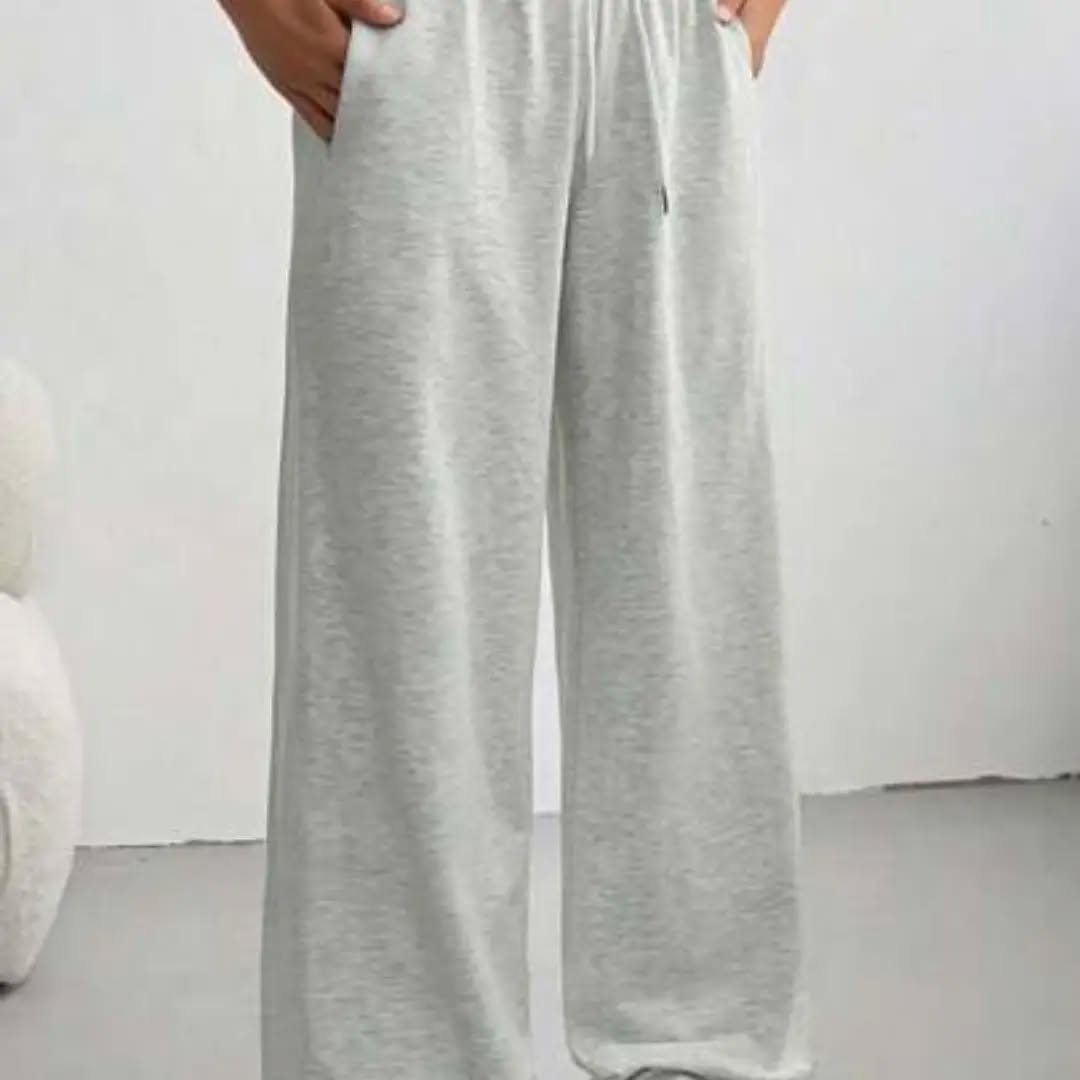 Women's Casual Solid Color Drawstring Waist Sports Pants Spring
