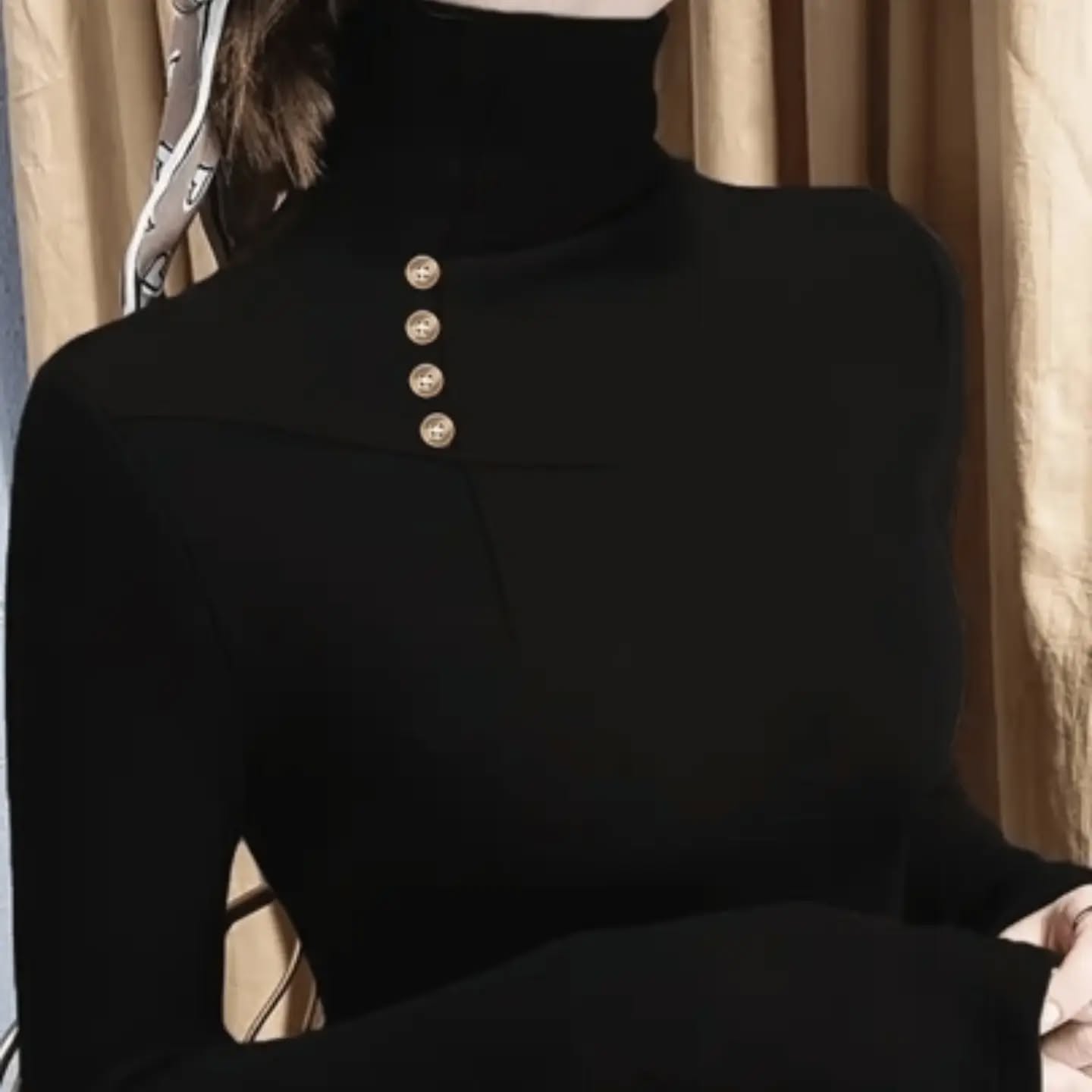 Fall/Winter New Women's Double-Sided Fleece Turtleneck Undershirt
