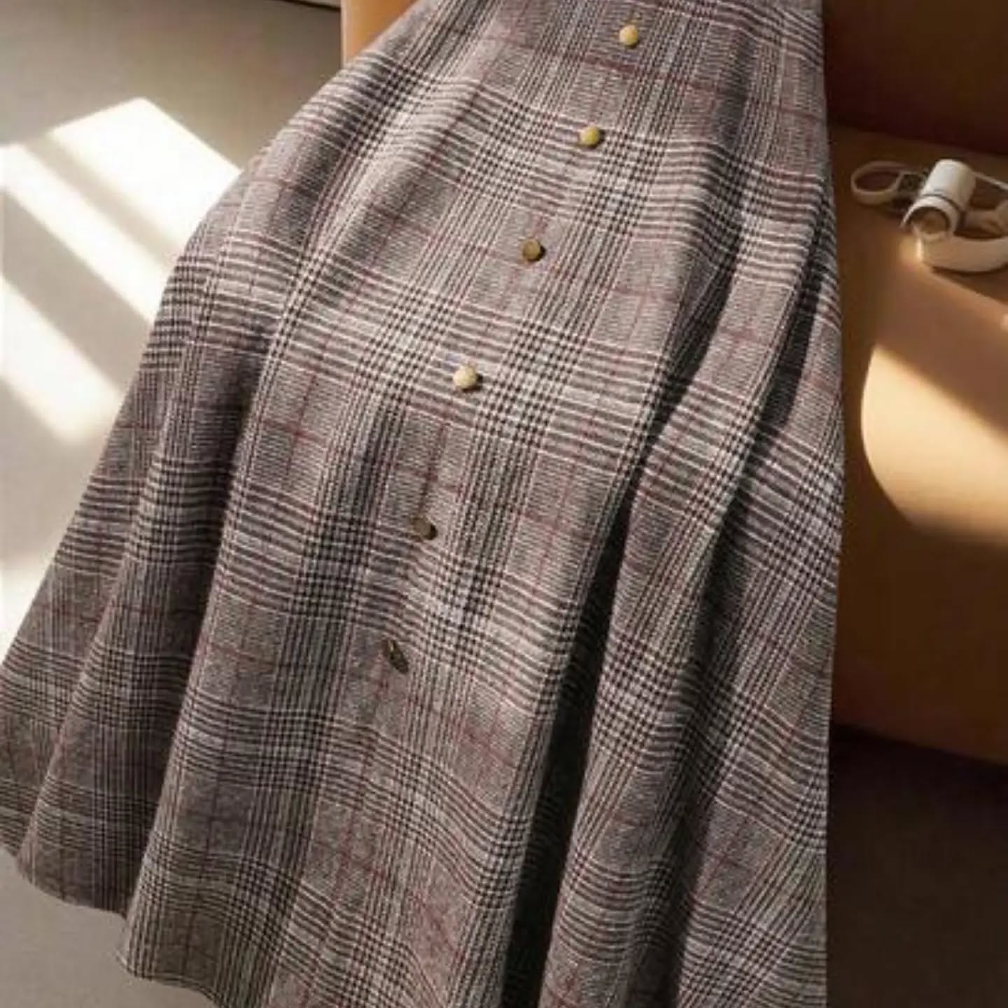 GlowEve CURVE Plus Size Women Elegant Casual Plaid A-Line Skirt