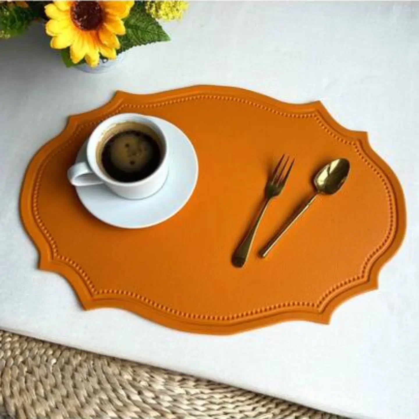 Black Artificial Leather Placemat Set