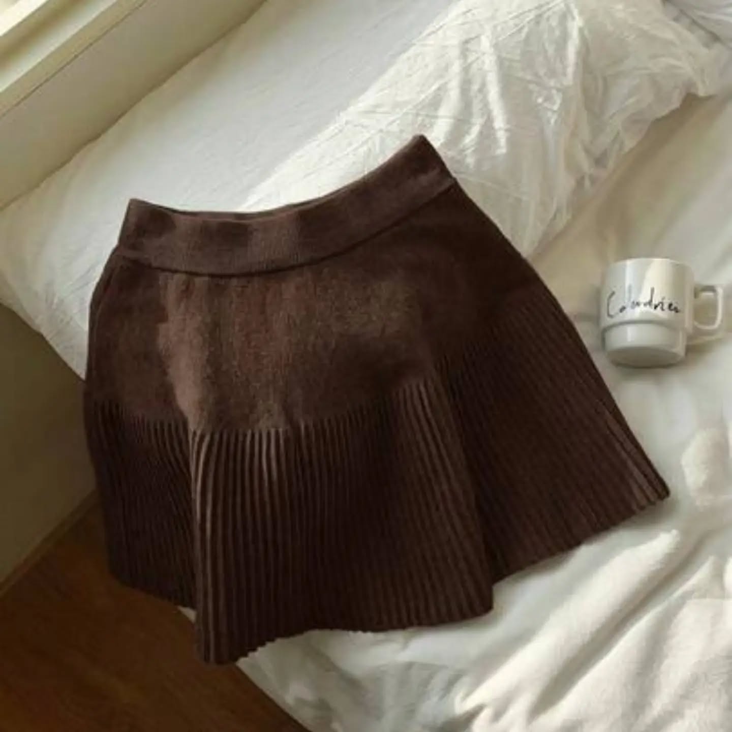 Comfortcana Women's Elastic Waist Casual Short Knit Sweater Skirt