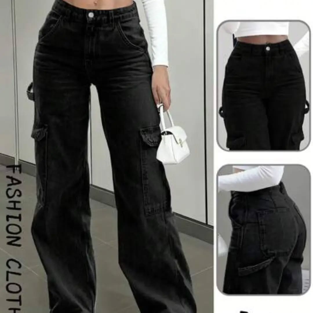 2026 Summer Y2K Style Loose Black Cargo Jeans