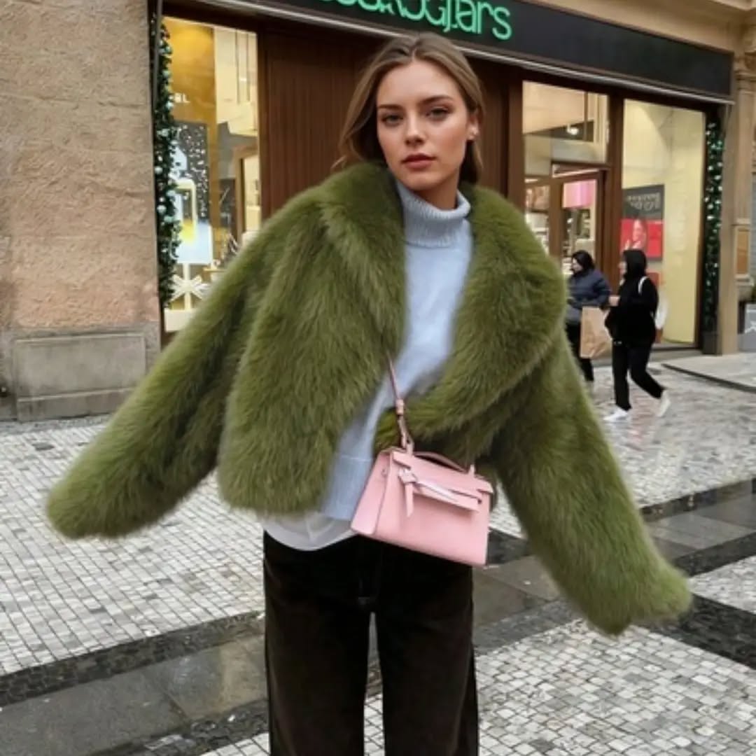 Women's Winter Faux Fur Short Solid Color Coat