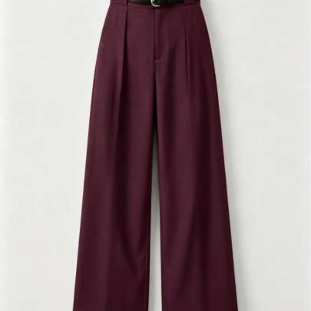 Mid-Waist Solid Color Elegant Straight Leg Pants With Belt Spring
