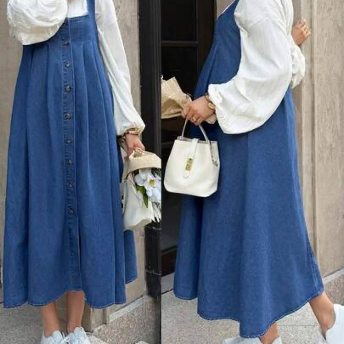 SHEIN Maternity Casual Denim Dress With Pockets