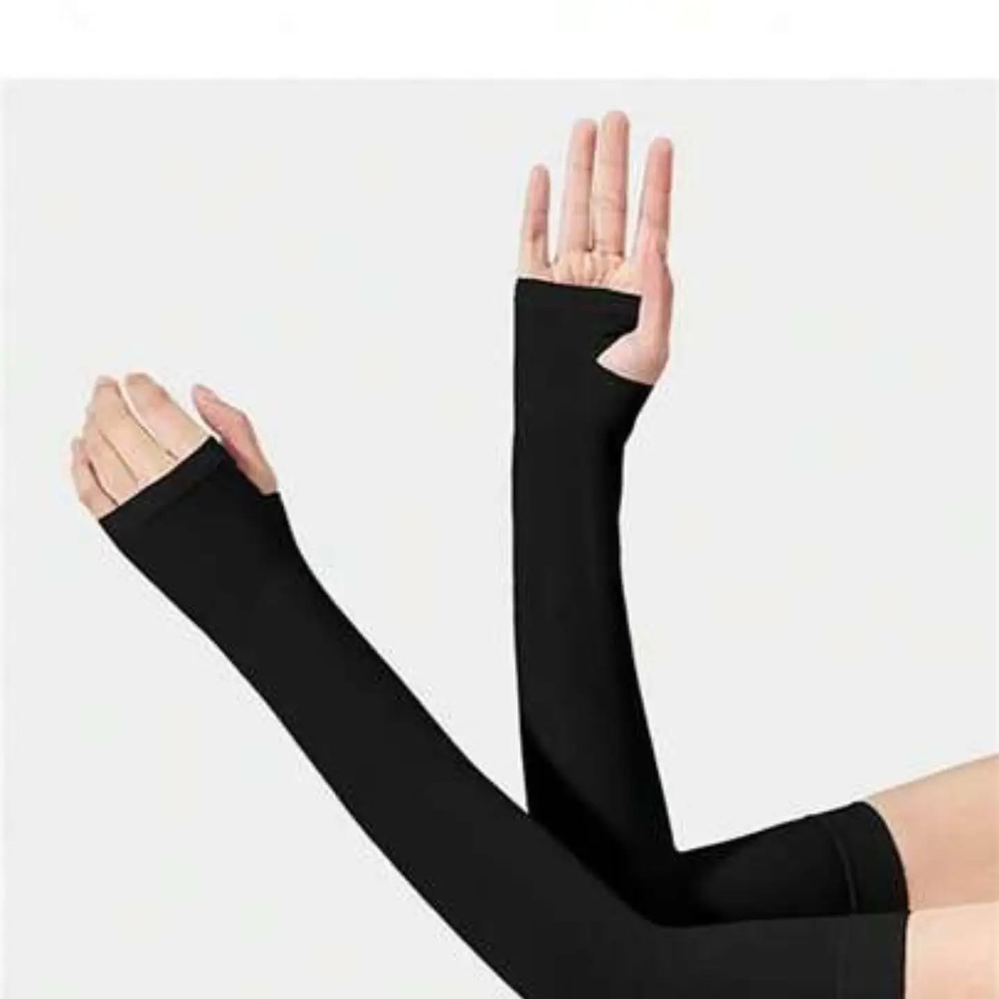1 Pair Plain Color Ice Silk Arm Sleeves
