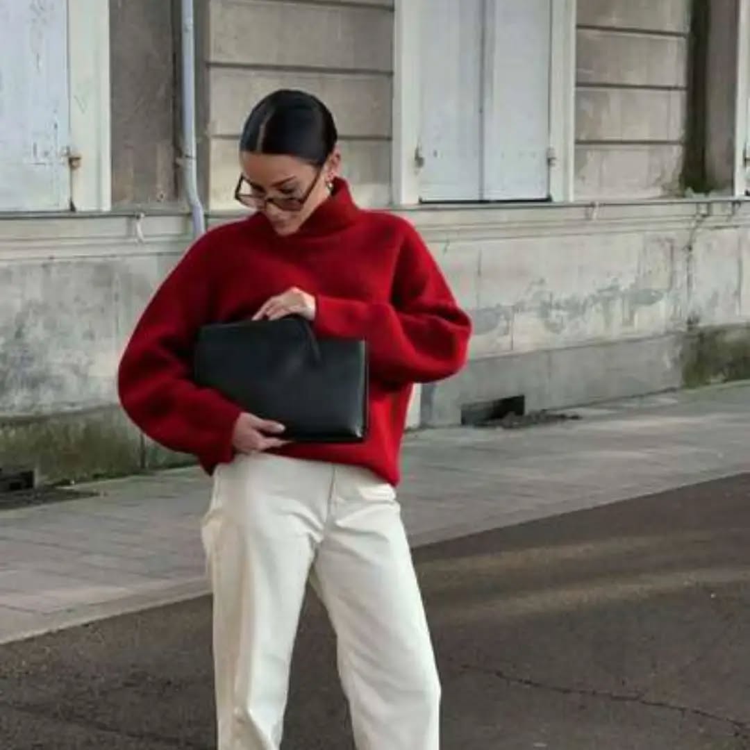 Senya Elegant Red Turtleneck Sweater