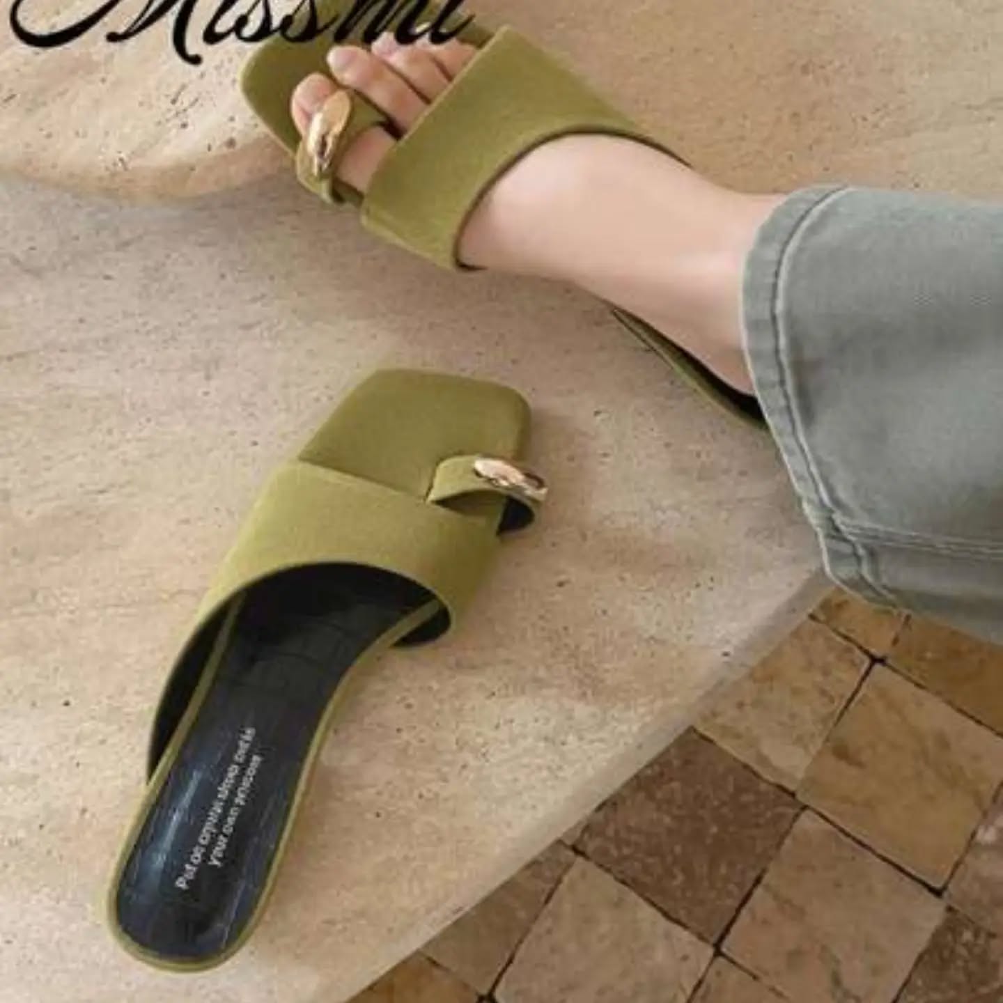 French Vintage Women's Half-Slip Sandals