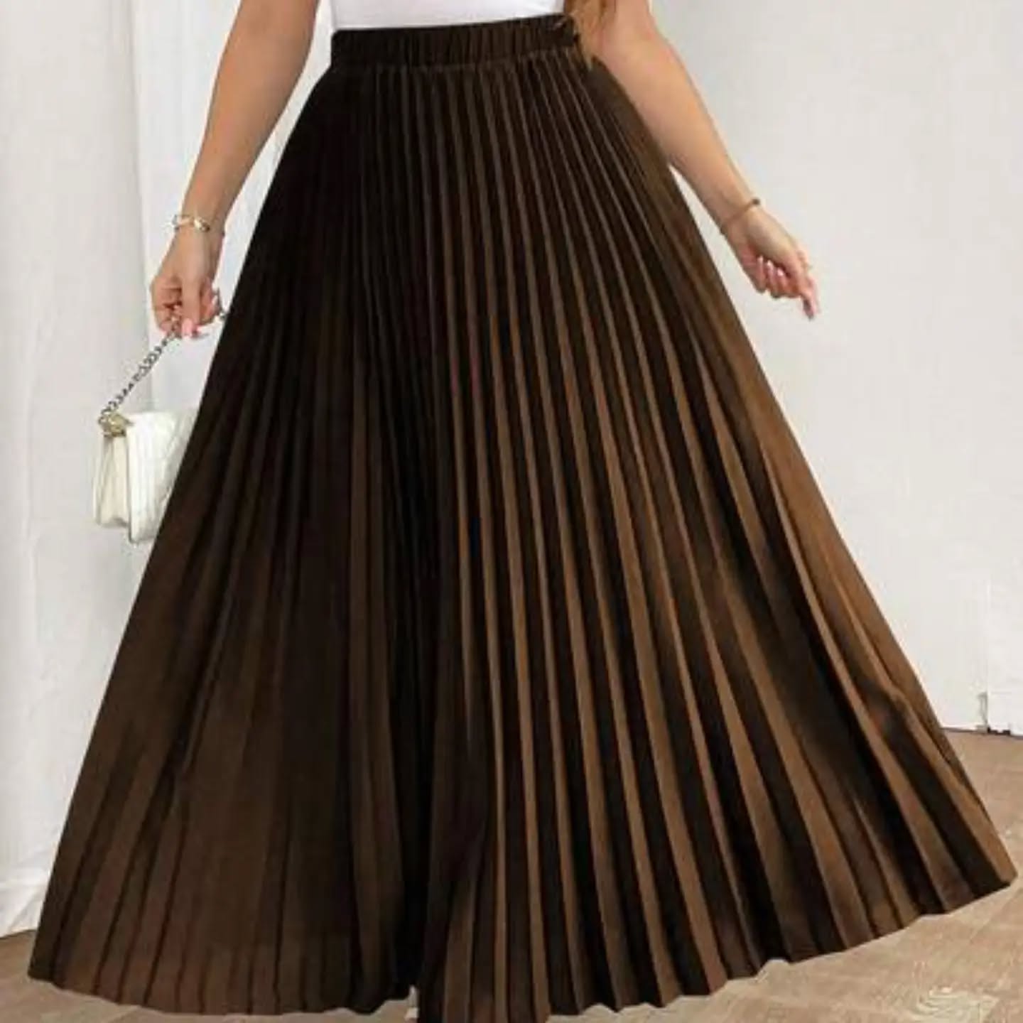 SHEIN Tall Elegant Casual Vacation Women's Loose Pleated Skirt With Elastic Waist