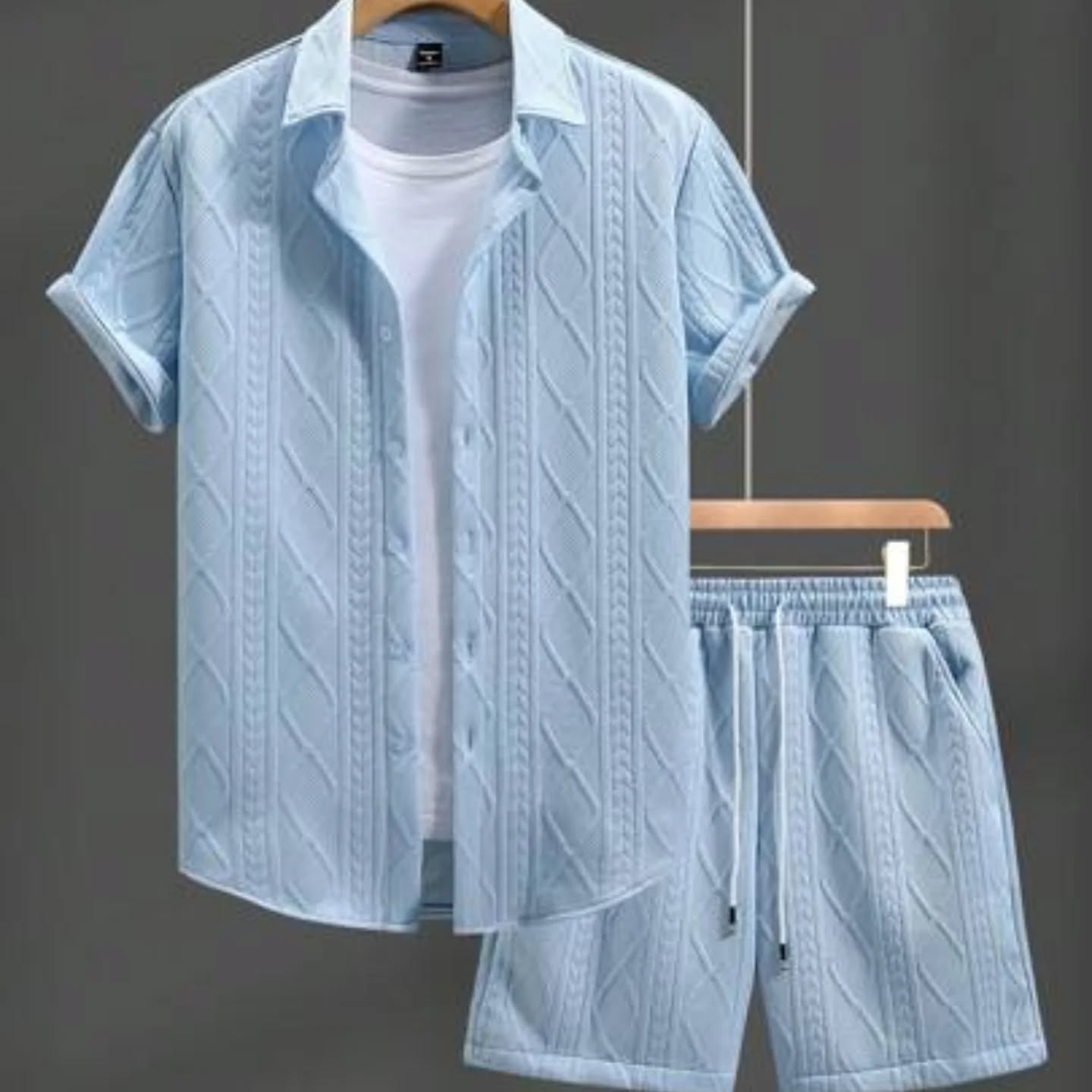 Manfinity Homme Men's Light Blue Summer Casual Vacation Holiday Outfits