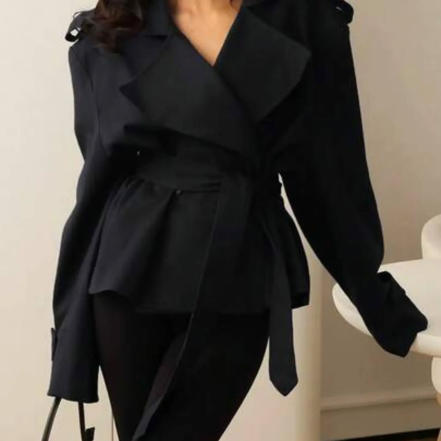 Women's Navy Blue Lace-Up Windbreaker